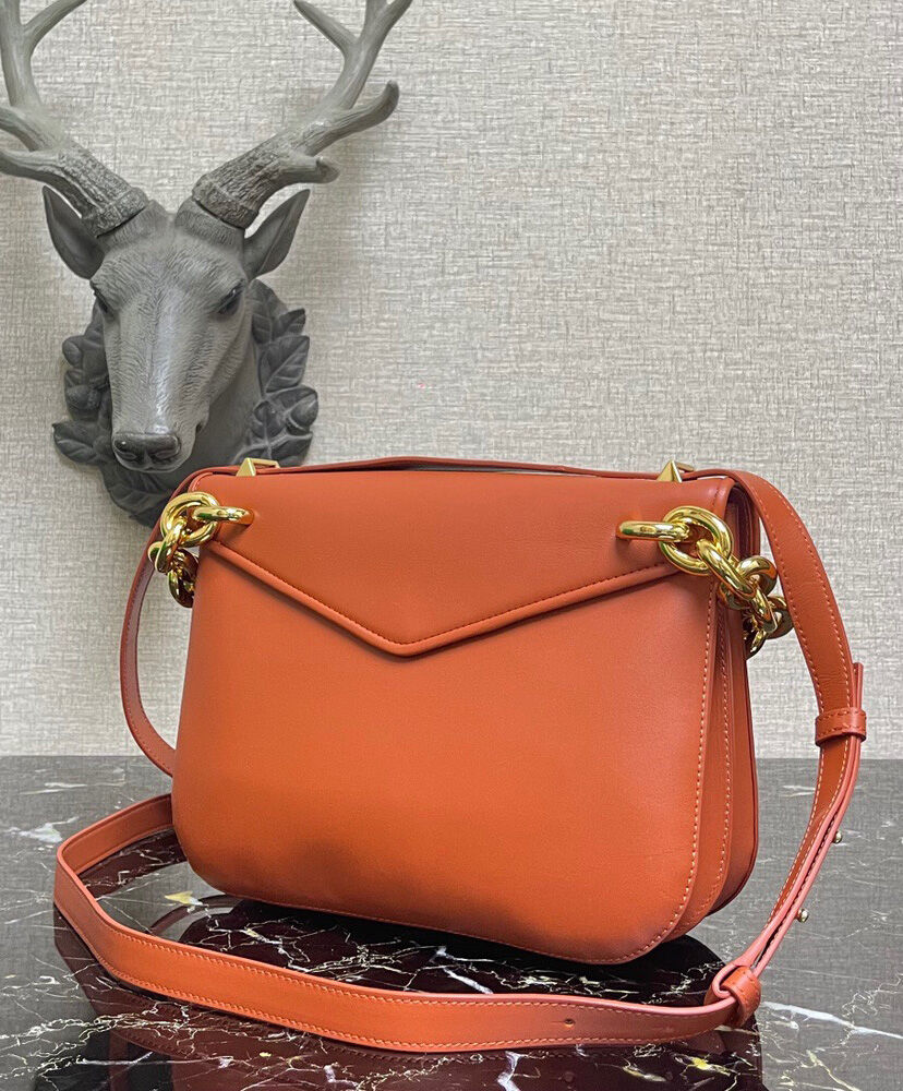 Bottega Veneta Mount Leather Envelope Bag Orange